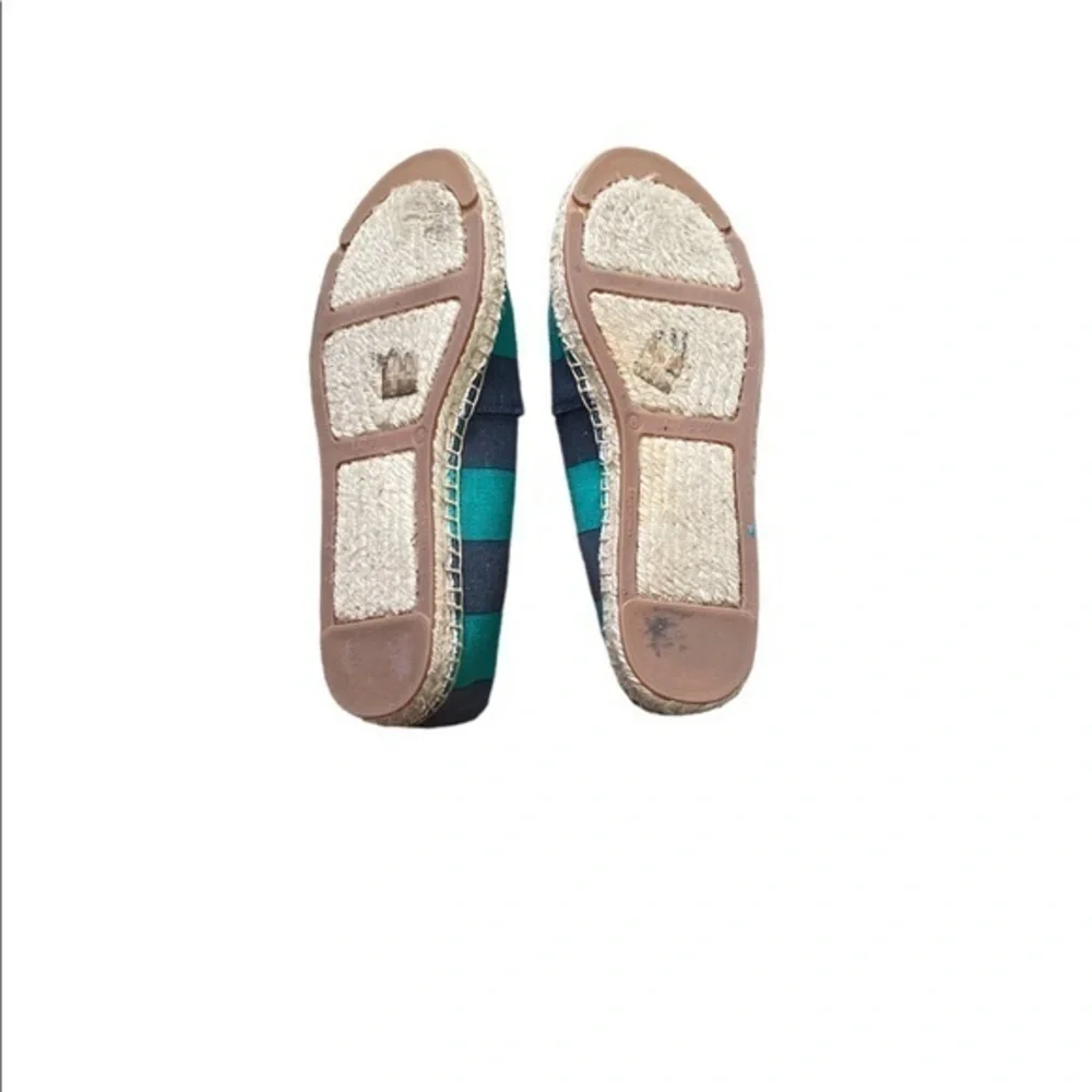 J. Crew Women’s Striped Canvas Slip-on Espadrilles‎ Navy Blue Green Size 8